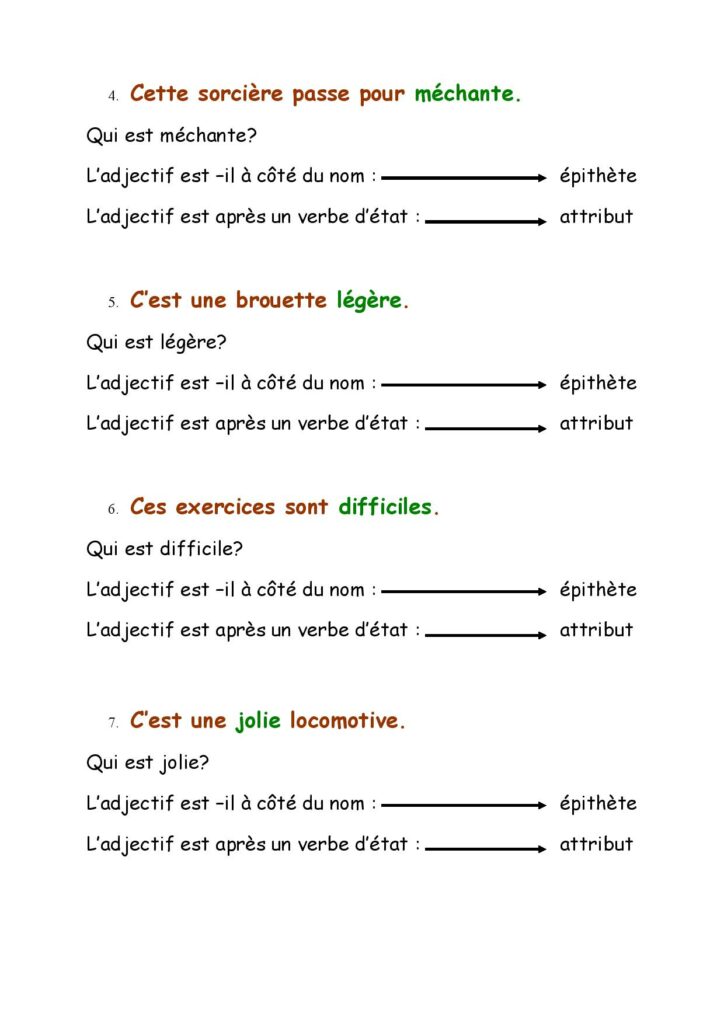 L'adjectif attribut /épithète | Le français du primaire