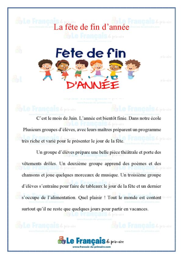 La Fête De Fin Dannée 4eme 5eme 6eme Le Français Du Primaire