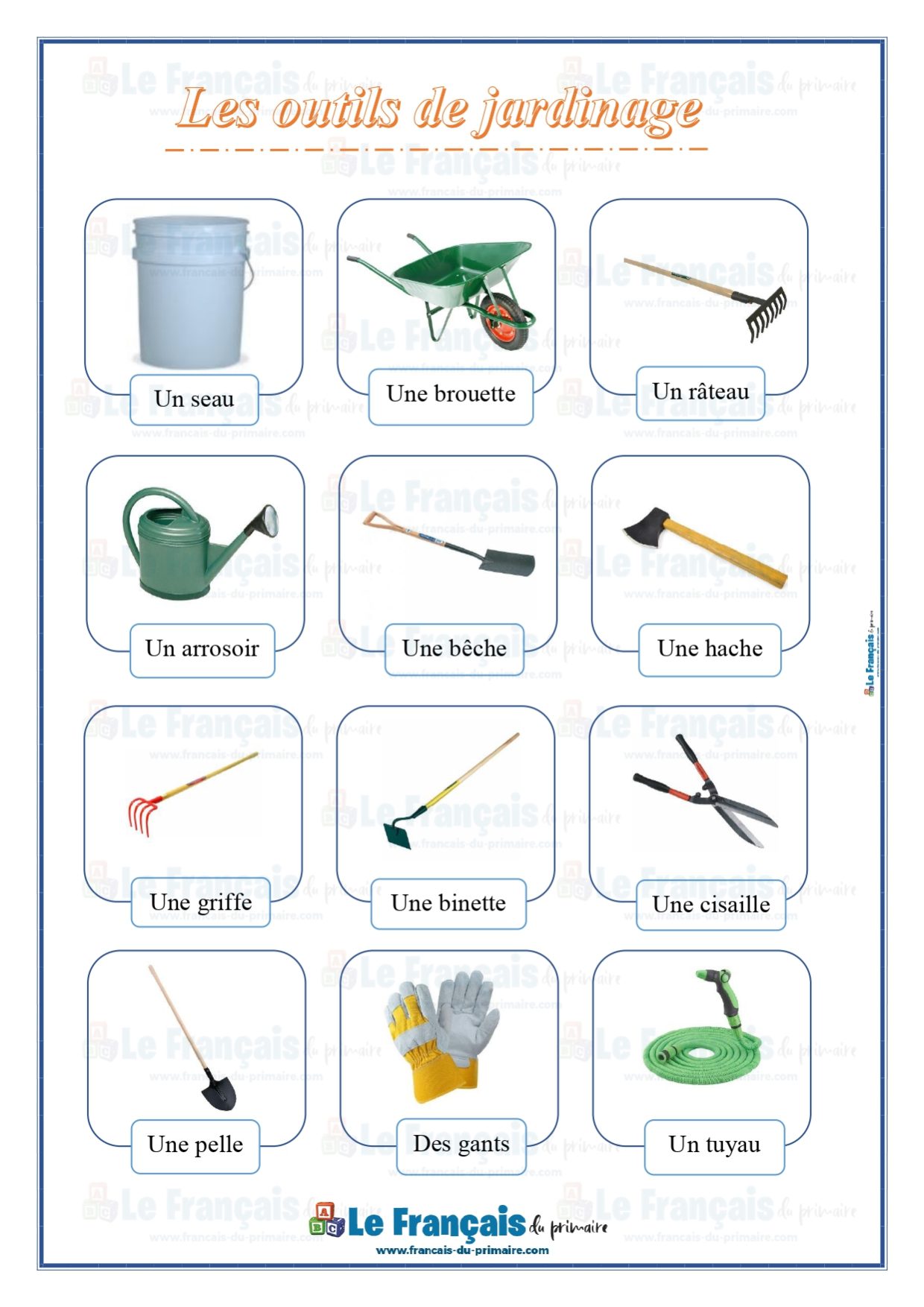bricolage et jardinage > jardinage > jeu de petits outils image -  Dictionnaire Visuel