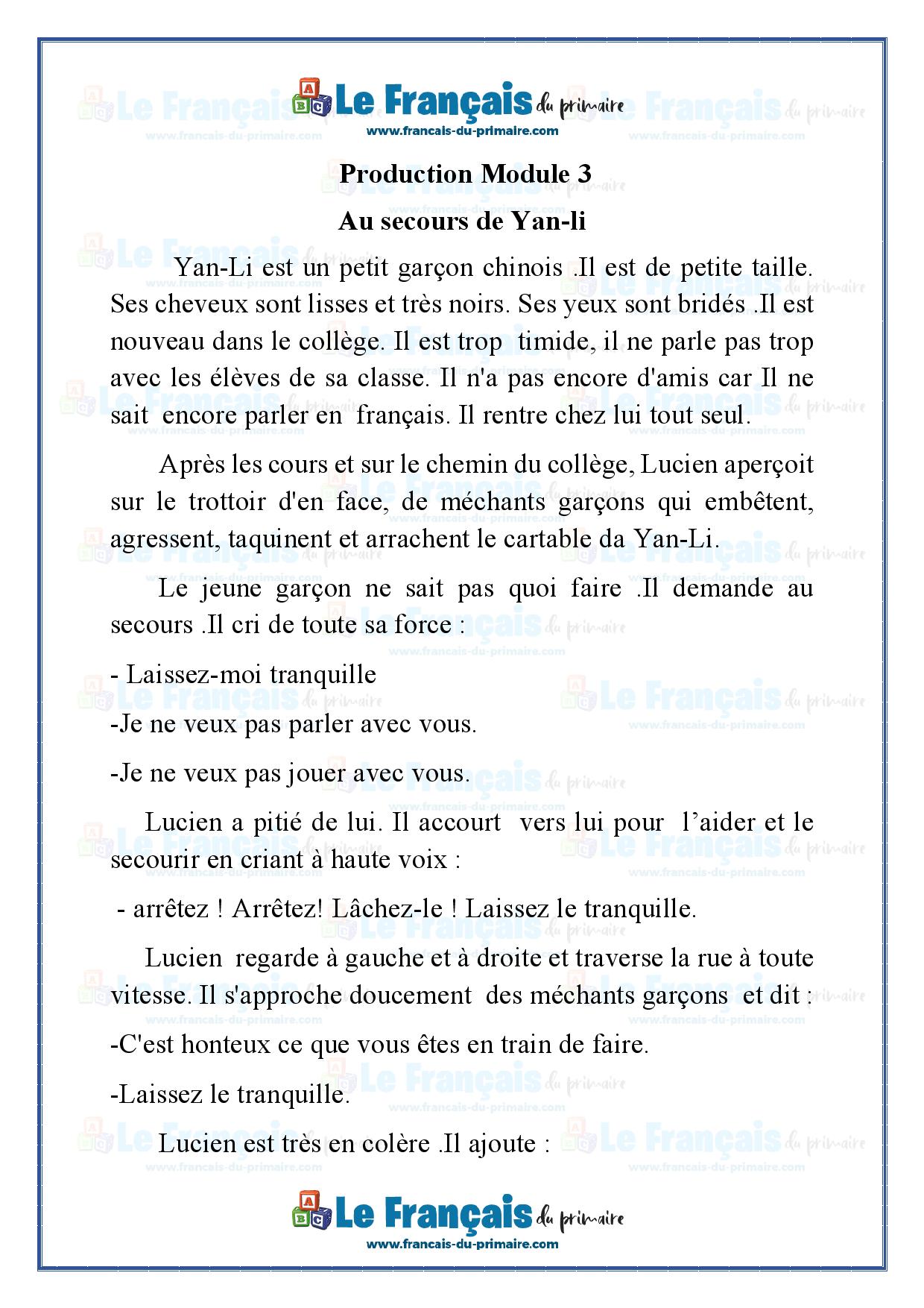 Au secours de Yan-li 4ème année | Le français du primaire